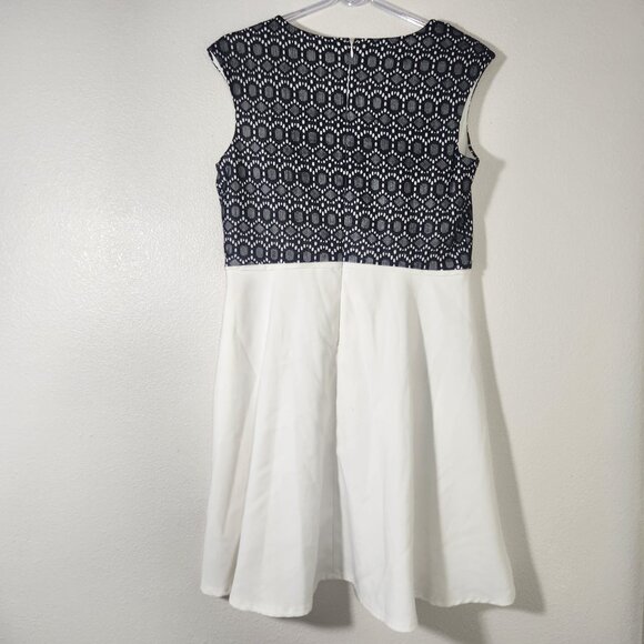 Cato Black White A Line Dress Sleeveless Midi Lace Flawed Size 12 - Picture 9 of 14
